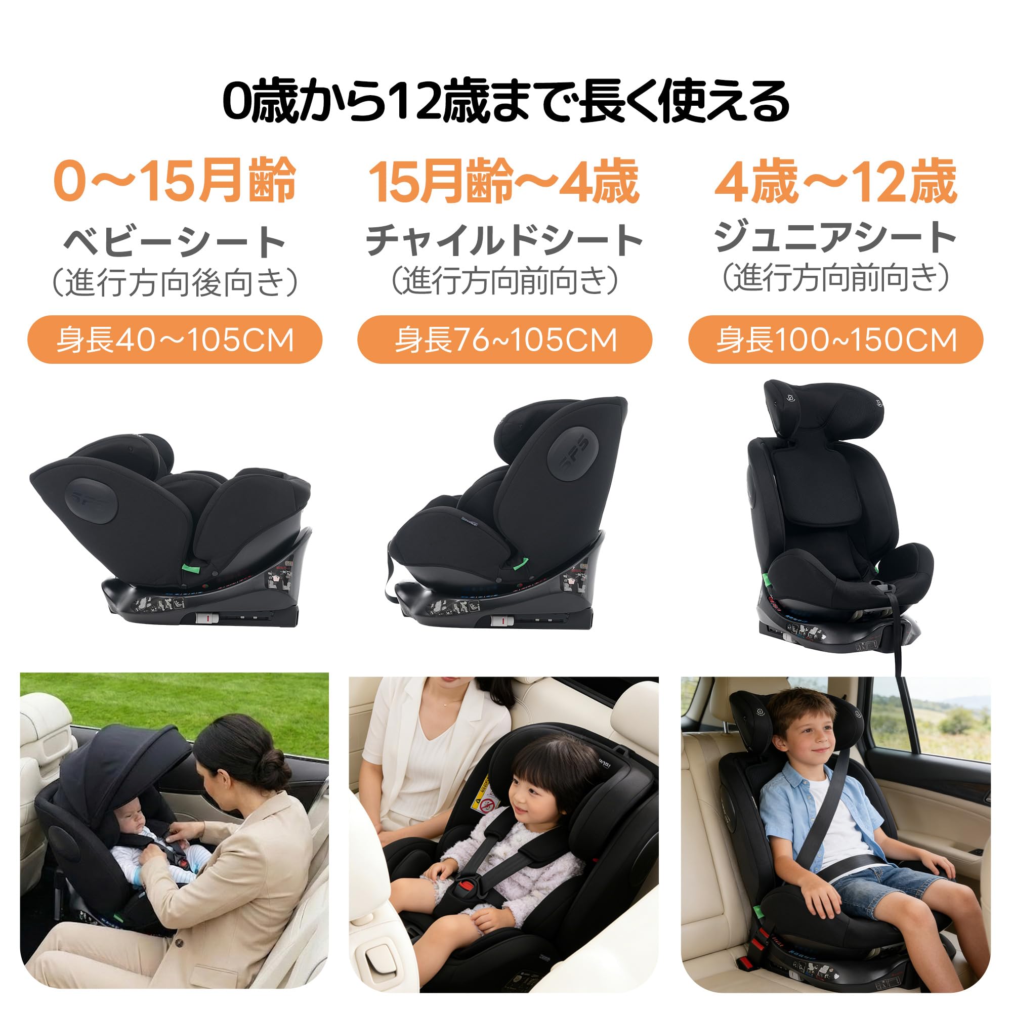 Amazon | OSJ チャイルドシート 360度回転式 ISOFIX ベビーシート 安全